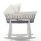 Teknum Infant Wicker Moses Basket With White Waffle Beddings & Rocker Stand 0–6 Months Up To 18Kg, Color: Grey