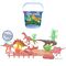 Little Story 21Pcs Dinosaur World Bucket Set With 5 Dinosaurs, 3 Eggs And Scene Accessories, Color: Orange