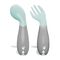 Babyjem Plastic Angled Fork & Spoon Set 6+ Months, Color: Green