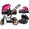 Teknum 3In1 Baby Stroller Travel System Sleeping Bassinet Extra Wide Seat 360° Rotating Wheels Fully Reclinable Car Seat Compatible Coffee Holder Spill Proof Mat 0-3 Years, Color: Wine