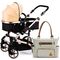 Teknum 3 In 1 Pram Stroller With Diaper Bag Bundle 0–3 Years Up To 18Kg, Color: Khaki