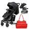 Teknum 2In1 Glide Stroller With Green Diaper Tote Bag Black 0–36 Months Up To 22Kg, Color: Black & Orange