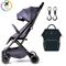 Teknum Travel Lite Stroller Navy Blue With Sunveno Diaper Bag And Hooks 0–4 Years 4.9Kg Cabin Friendly, Color: Grey
