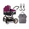 Teknum 3 In 1 Stroller Black With Sunveno Diaper Bag And Hooks 0–3 Years Up To 18Kg, Color: Wine