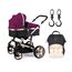 Teknum 3 In 1 Stroller Black With Sunveno Diaper Bag And Hooks 0–3 Years Up To 18Kg, Color: Burgundy
