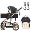 Teknum 3 In 1 Stroller Black With Sunveno Diaper Bag And Hooks 0–3 Years Up To 18Kg, Color: Black, 2 image