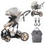 Teknum 3 In 1 Stroller Black With Sunveno Diaper Bag And Hooks 0–3 Years Up To 18Kg, Color: Grey