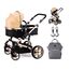 Teknum 3 In 1 Stroller Black With Sunveno Diaper Bag And Hooks 0–3 Years Up To 18Kg, Color: Gold & Black, 2 image