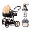 Teknum 3 In 1 Stroller Black With Sunveno Diaper Bag And Hooks 0–3 Years Up To 18Kg, Color: Gold & Black, 3 image