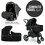 Teknum 3In1 Compacto Baby Stroller With Bassinet Air Cabin Friendly 0-36 Months, Color: Black, 12 image