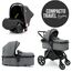 Teknum Compacto 3In1 Baby Stroller Travel System With Carrycot And Infant Car Seat 0-3 Years, Color: Grey