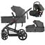 Teknum 3In1 Baby Stroller Travel System Sleeping Bassinet Extra Wide Seat 360° Rotating Wheels Fully Reclinable Car Seat Compatible Coffee Holder Spill Proof Mat 0-3 Years, Color: Space Grey