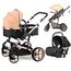 Teknum 3In1 Baby Stroller Travel System Sleeping Bassinet Extra Wide Seat 360° Rotating Wheels Fully Reclinable Car Seat Compatible Coffee Holder Spill Proof Mat 0-3 Years, Color: Khaki, 2 image
