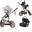 Teknum 3In1 Baby Stroller Travel System Sleeping Bassinet Extra Wide Seat 360° Rotating Wheels Fully Reclinable Car Seat Compatible Coffee Holder Spill Proof Mat 0-3 Years, Color: Grey & Gold, 3 image