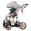Teknum 3In1 Baby Stroller Travel System Sleeping Bassinet Extra Wide Seat 360° Rotating Wheels Fully Reclinable Car Seat Compatible Coffee Holder Spill Proof Mat 0-3 Years, Color: Grey & Gold, 4 image