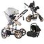 Teknum 3In1 Baby Stroller Travel System Sleeping Bassinet Extra Wide Seat 360° Rotating Wheels Fully Reclinable Car Seat Compatible Coffee Holder Spill Proof Mat 0-3 Years, Color: Grey & Gold, 2 image