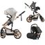 Teknum 3In1 Baby Stroller Travel System Sleeping Bassinet Extra Wide Seat 360° Rotating Wheels Fully Reclinable Car Seat Compatible Coffee Holder Spill Proof Mat 0-3 Years, Color: Grey, 2 image