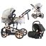 Teknum 3In1 Baby Stroller Travel System Sleeping Bassinet Extra Wide Seat 360° Rotating Wheels Fully Reclinable Car Seat Compatible Coffee Holder Spill Proof Mat 0-3 Years, Color: Grey