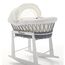 Teknum Infant Wicker Moses Basket With White Waffle Beddings & Rocker Stand 0–6 Months Up To 18Kg, Color: Grey, 2 image
