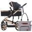 Teknum 3 In 1 Pram Stroller With Diaper Bag Bundle 0–3 Years Up To 18Kg, Color: Black, 2 image