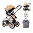 Teknum 3 In 1 Stroller Black With Sunveno Diaper Bag And Hooks 0–3 Years Up To 18Kg, Color: Gold & Black, 4 image