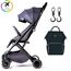 Teknum Travel Lite Stroller Navy Blue With Sunveno Diaper Bag And Hooks 0–4 Years 4.9Kg Cabin Friendly, Color: Grey