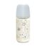 Suavinex Glass Baby Feeding Bottle with Medium Flow Physiological Nipple Teat, Mimics Natural Breastfeeding Experience, +3 Months 240ml, Color: Blue, 2 image