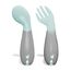 Babyjem Plastic Angled Fork & Spoon Set 6+ Months, Color: Green