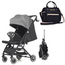 Teknum Travel Cabin Stroller With Ace Diaper Bag 0–4 Years Up To 22Kg, Color: Grey