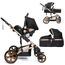 Teknum 3In1 Baby Stroller Travel System Sleeping Bassinet Extra Wide Seat 360° Rotating Wheels Fully Reclinable Car Seat Compatible Coffee Holder Spill Proof Mat 0-3 Years, Color: Black & Gold, 2 image
