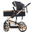 Teknum 3In1 Baby Stroller Travel System Sleeping Bassinet Extra Wide Seat 360° Rotating Wheels Fully Reclinable Car Seat Compatible Coffee Holder Spill Proof Mat 0-3 Years, Color: Black & Gold, 4 image
