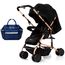 Teknum Reversible Trip Stroller With Ace Diaper Bag 6–36 Months Up To 15Kg, Color: Black