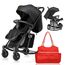 Teknum 2In1 Glide Stroller With Green Diaper Tote Bag Black 0–36 Months Up To 22Kg, Color: Black & Orange