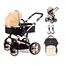 Teknum 3 In 1 Stroller Black With Sunveno Diaper Bag And Hooks 0–3 Years Up To 18Kg, Color: Gold, 2 image