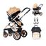 Teknum 3 In 1 Stroller Black With Sunveno Diaper Bag And Hooks 0–3 Years Up To 18Kg, Color: Gold, 3 image