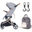 Teknum A1 Green Stroller With Sunveno Grey Diaper Bag 0–4 Years Up To 20Kg, Color: Light Grey