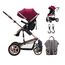 Teknum 3 In 1 Stroller Black With Sunveno Diaper Bag And Hooks 0–3 Years Up To 18Kg, Color: Wine, 4 image