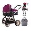 Teknum 3 In 1 Stroller Black With Sunveno Diaper Bag And Hooks 0–3 Years Up To 18Kg, Color: Wine, 6 image