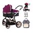 Teknum 3 In 1 Stroller Black With Sunveno Diaper Bag And Hooks 0–3 Years Up To 18Kg, Color: Wine, 3 image