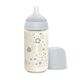 Suavinex Glass Baby Feeding Bottle with Medium Flow Physiological Nipple Teat, Mimics Natural Breastfeeding Experience, +3 Months 240ml, Color: Blue