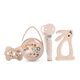 Suavinex Welcome Baby Feeding Gift Set of 5 for New Born Baby, Feeding Bottles, Pacifier, Pacifier Holder & Powdered Milk Dispenser, Color: pink