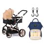 Teknum 3 In 1 Stroller Black With Sunveno Diaper Bag And Hooks 0–3 Years Up To 18Kg, Color: Khaki