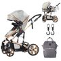 Teknum 3 In 1 Stroller Black With Sunveno Diaper Bag And Hooks 0–3 Years Up To 18Kg, Color: Grey
