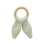 Babyjem Amigurumi Wooden Ring Teether for Baby 4+ Months, Color: Green
