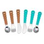Melii Utensil Set Cat & Bulldog 6 Pcs, Color: Brown & Blue