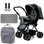 Teknum Reversible Look At Me Stroller Combo With Diaper Bag Hooks & Changing Pad 6–36 Months Up To 15Kg, Color: Grey