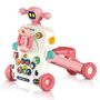 Teknum 5In1 Baby Walker Learning Table Scooter Roller Coaster With Musical Keyboard 6+ Months, Color: pink