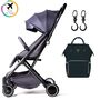 Teknum Travel Lite Stroller Navy Blue With Sunveno Diaper Bag And Hooks 0–4 Years 4.9Kg Cabin Friendly, Color: Grey