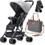 Teknum Yoga Lite Stroller With Diaper Bag Combo Black 6–36 Months Up To 15Kg, Color: Grey