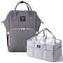 Sunveno Diaper Bag With Usb Port And Diaper Caddy Organizer Set, Color: Dark Grey